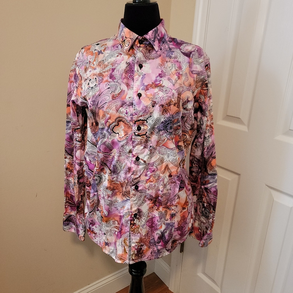 Men's Purple Paisley Button-Up Shirt